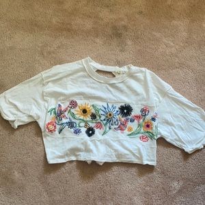 Free People Cropped Open Back Tee